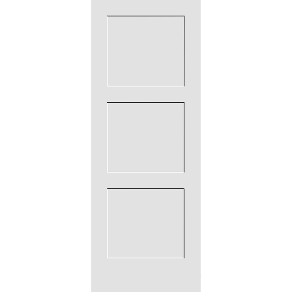 Codel Doors 30" x 84" Primed 3Panel Equal Panel Interior Shaker Slab Door 2670pri8433 Zoro